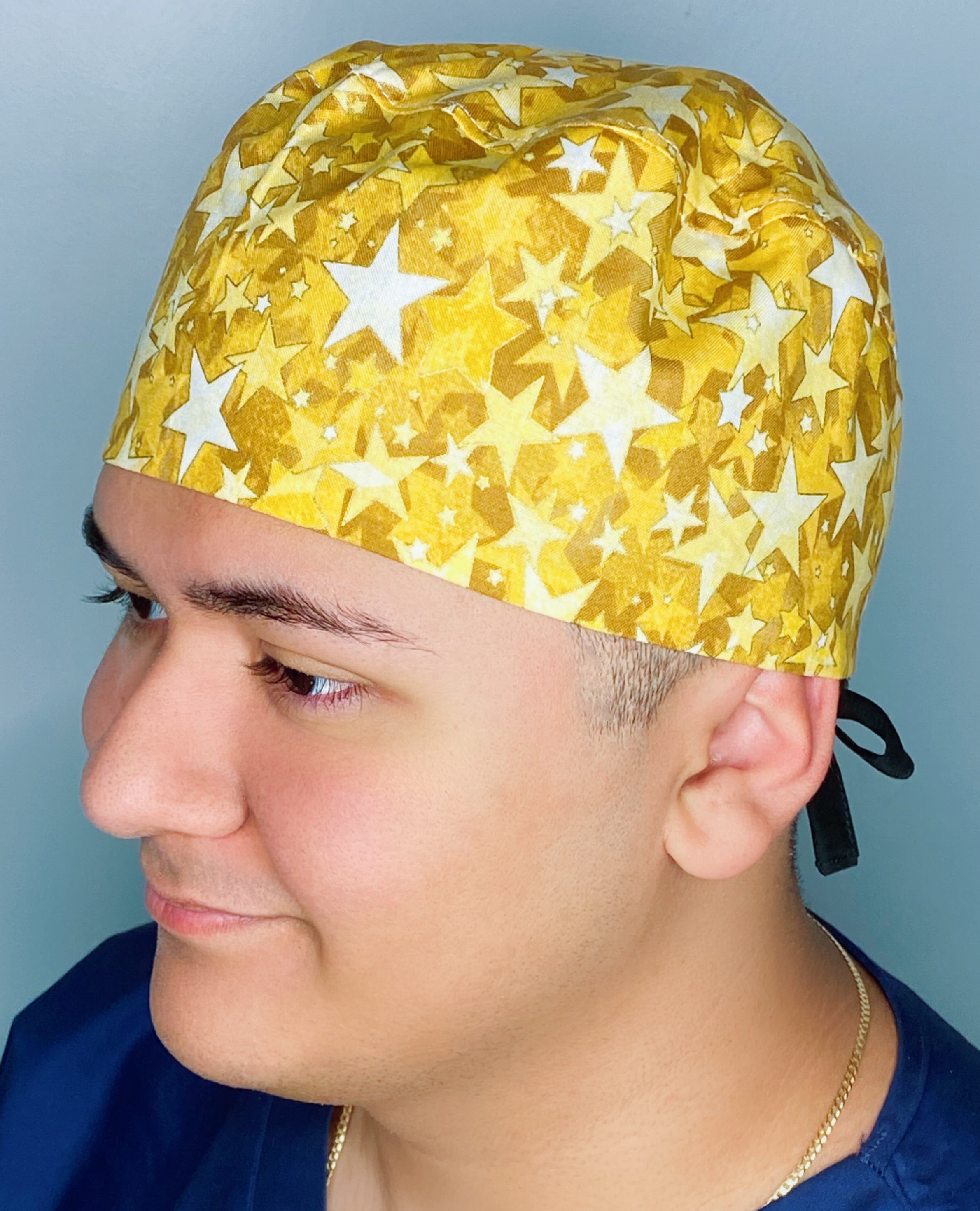 Gold Stars All Over Unisex Fancy Scrub Cap