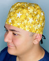 Gold Stars All Over Unisex Fancy Scrub Cap