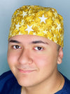 Gold Stars All Over Unisex Fancy Scrub Cap