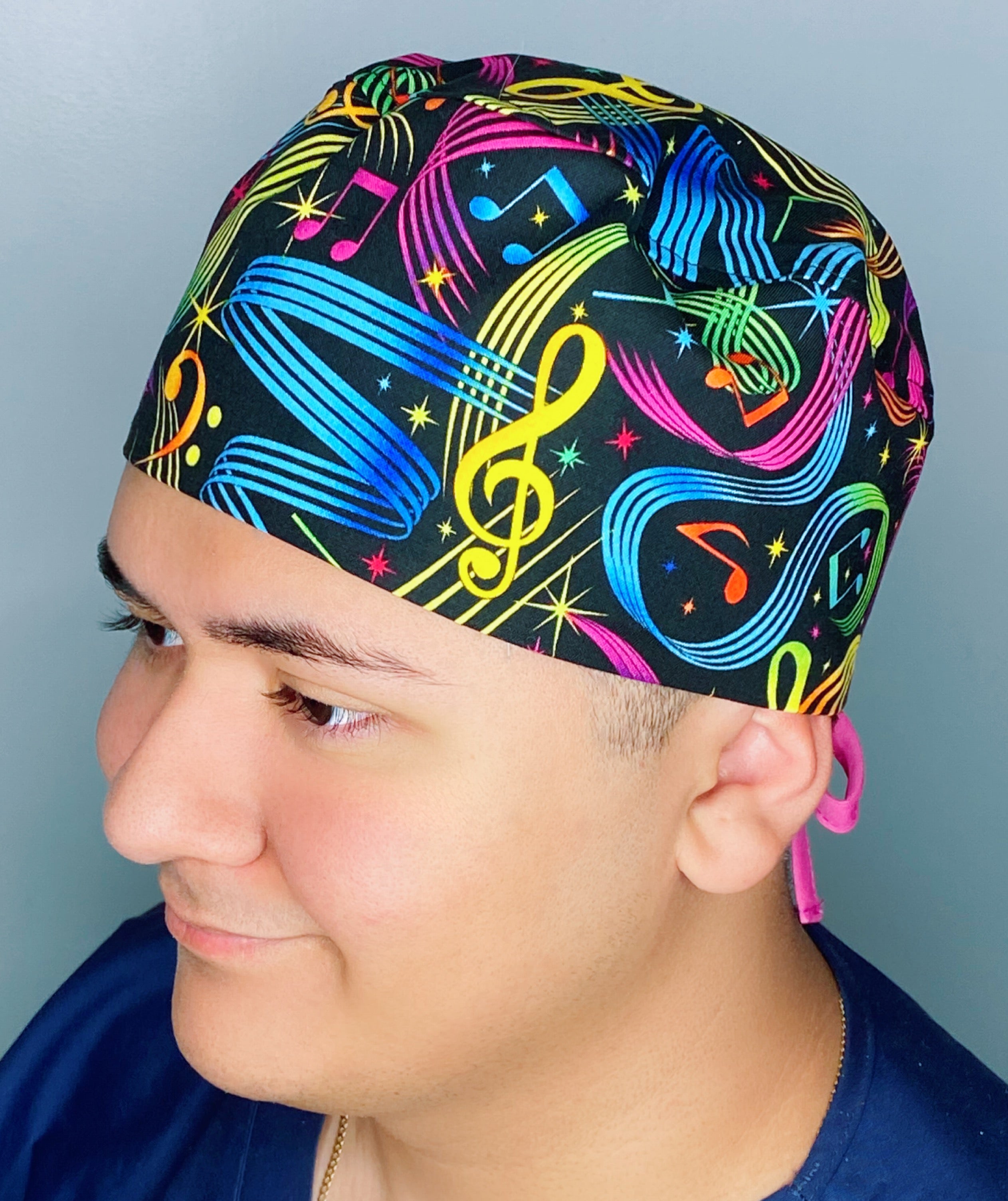 Musical Notes Colorful Design Unisex Cute Scrub Cap