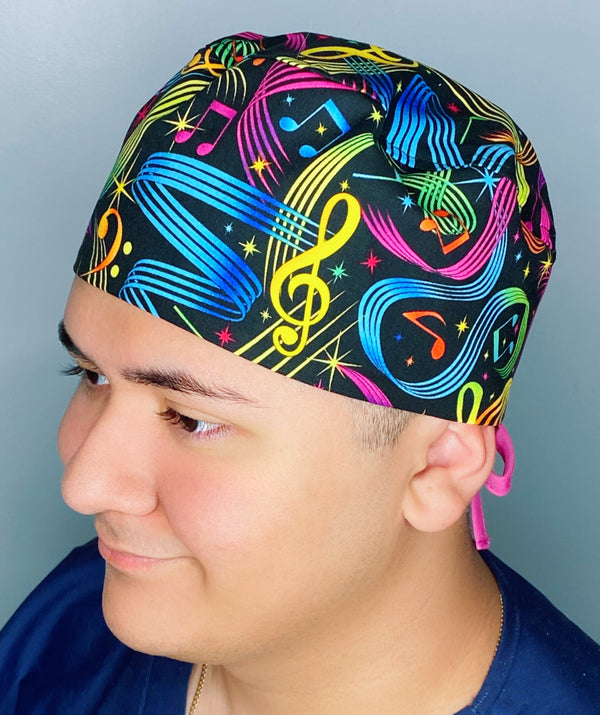 Musical Notes Colorful Design Unisex Cute Scrub Cap