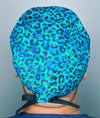 Ombre Green & Blue Leopard Print Unisex Animal Scrub Cap