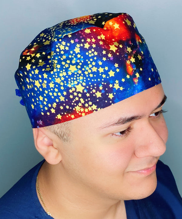 Yellow Stars in the Galaxy Unisex Fancy Scrub Cap