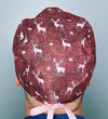 Floral Deers in Brown Distressed Wild Animals Unisex Animal Scrub Cap