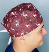 Floral Deers in Brown Distressed Wild Animals Unisex Animal Scrub Cap