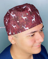 Floral Deers in Brown Distressed Wild Animals Unisex Animal Scrub Cap