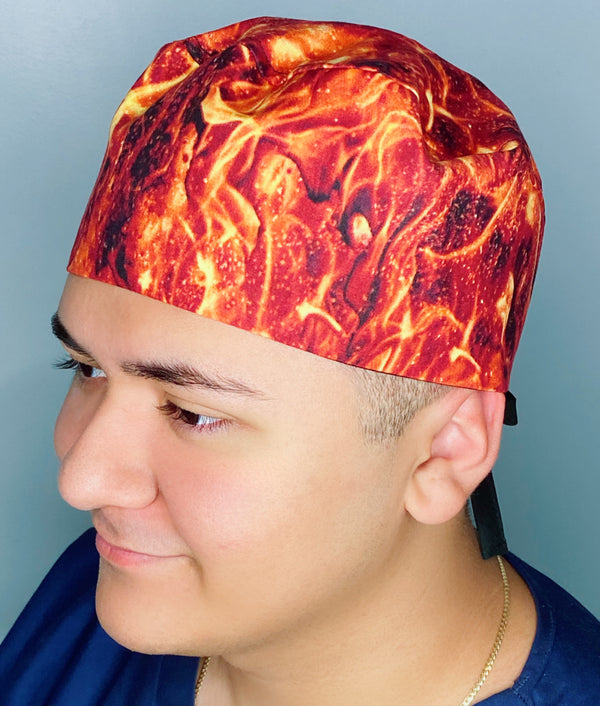 Flames Design Unisex Cute Scrub Cap