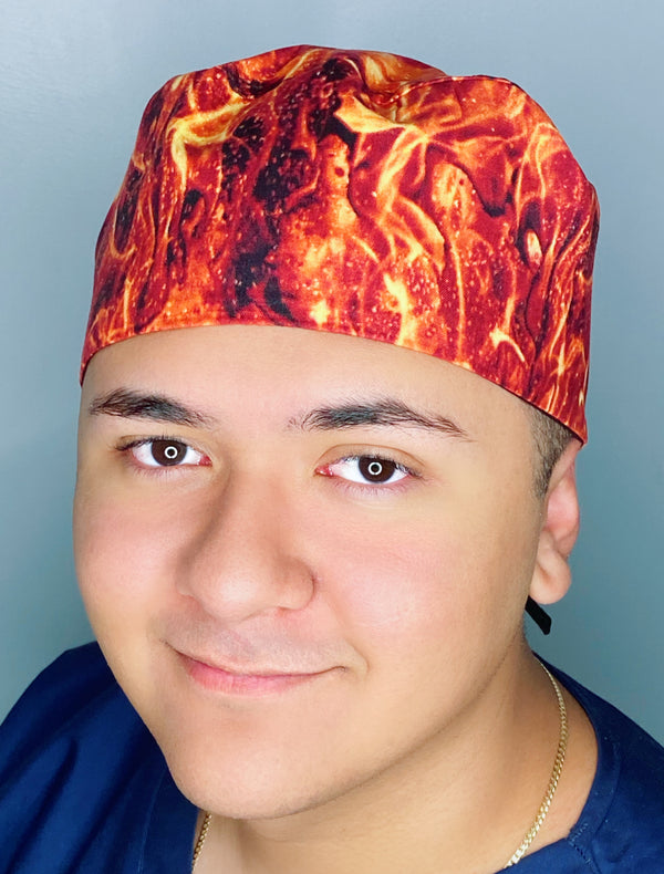 Flames Design Unisex Cute Scrub Cap