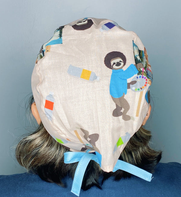 Painting Sloths Unisex Animal Scrub Cap