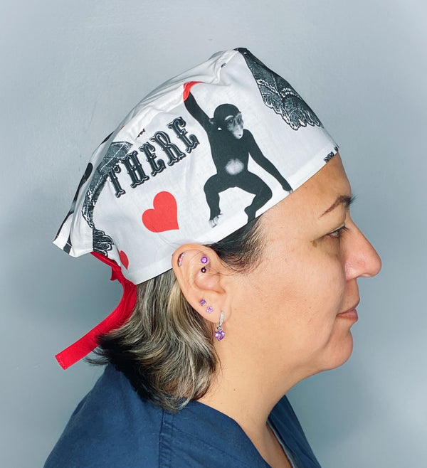 Hang In There Monkeys Unisex Animal Scrub Cap