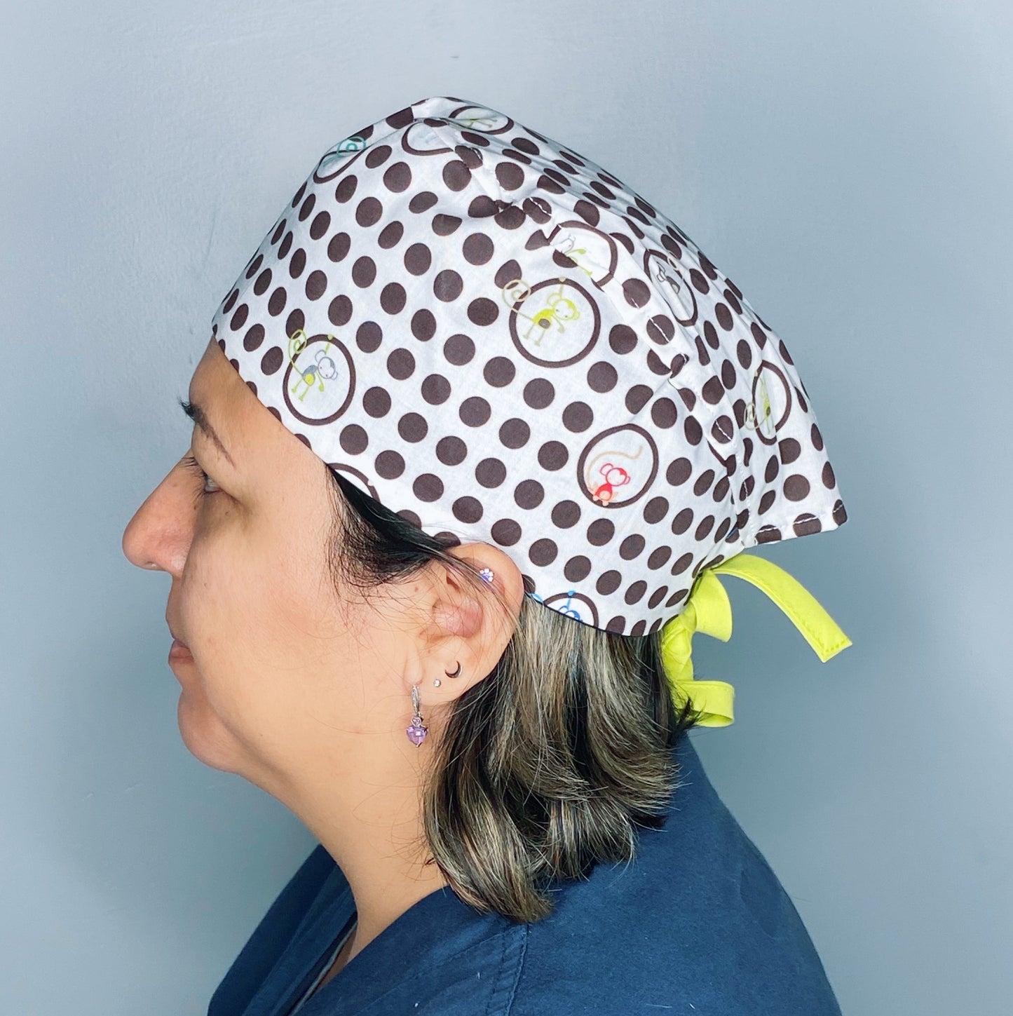 Colorful Baby Monkeys Hangin' Around Dots Unisex Animal Scrub Cap