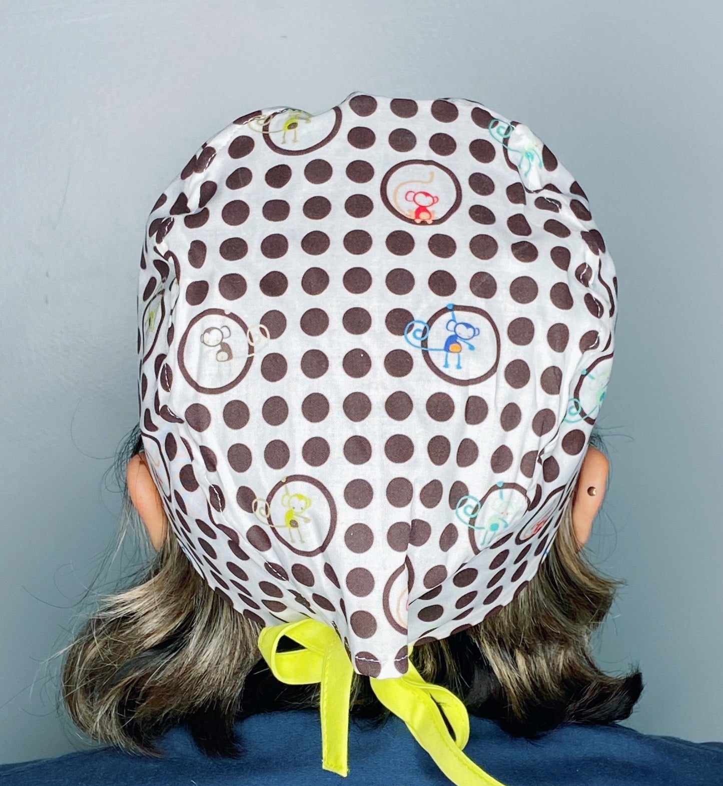 Colorful Baby Monkeys Hangin' Around Dots Unisex Animal Scrub Cap