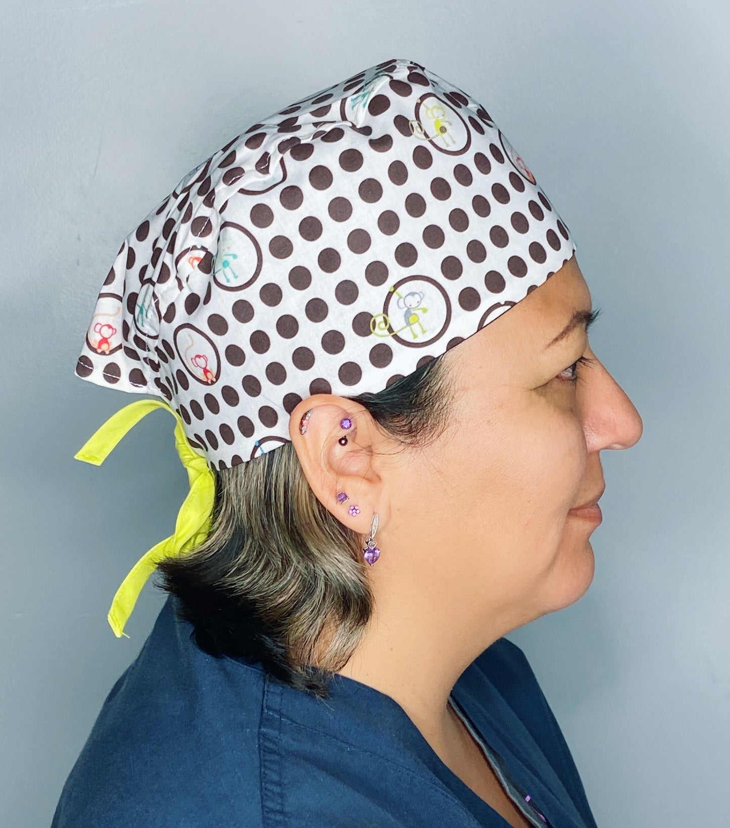 Colorful Baby Monkeys Hangin' Around Dots Unisex Animal Scrub Cap