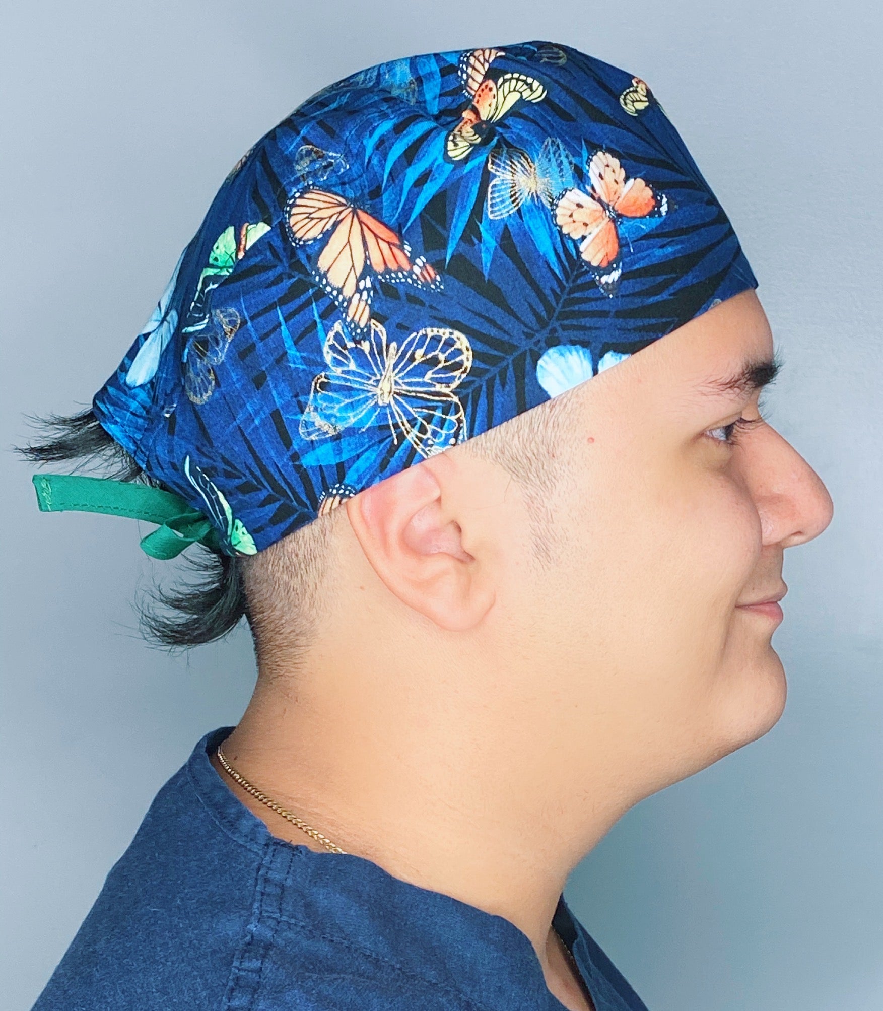 Beautiful Butterflies on Royal Blue Unisex Animal Scrub Cap