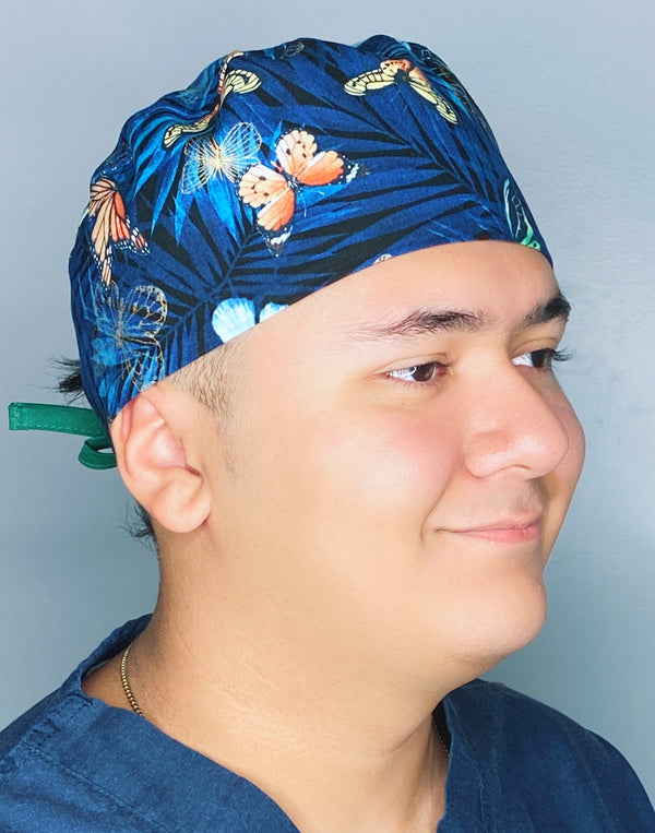 Beautiful Butterflies on Royal Blue Unisex Animal Scrub Cap