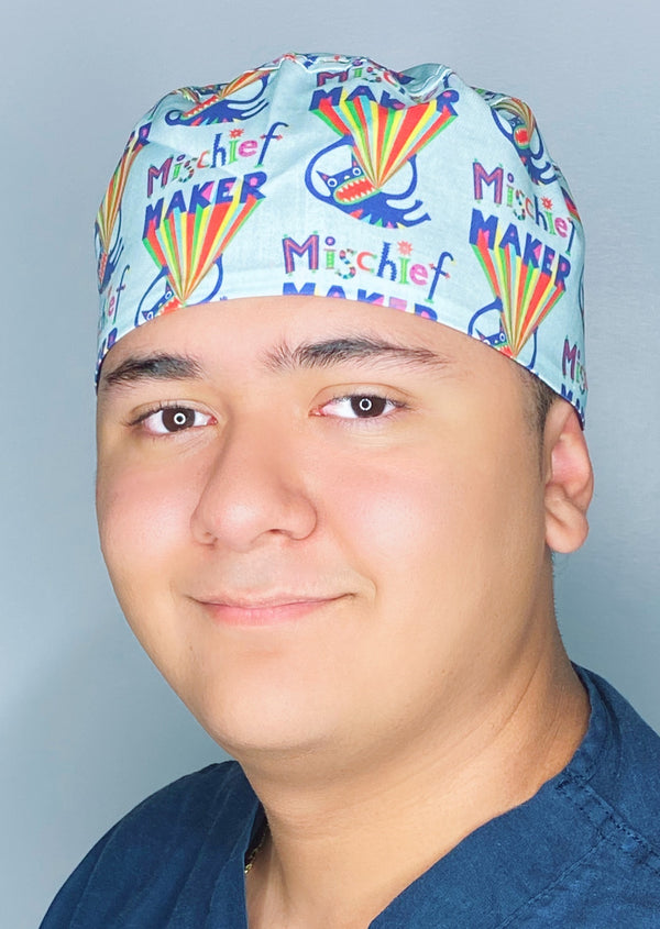 Mischief Maker Colorful Unisex Geek Scrub Cap