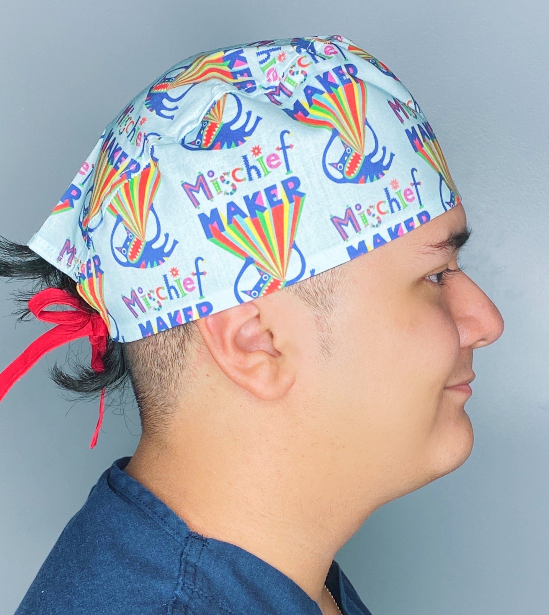Mischief Maker Colorful Unisex Geek Scrub Cap