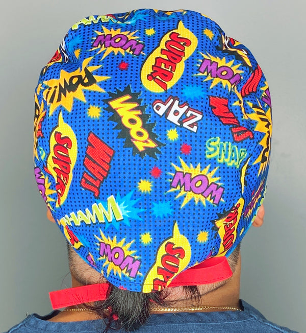 POW WOW ZOOM Superman Famous Movie Character Unisex Geek Scrub Cap