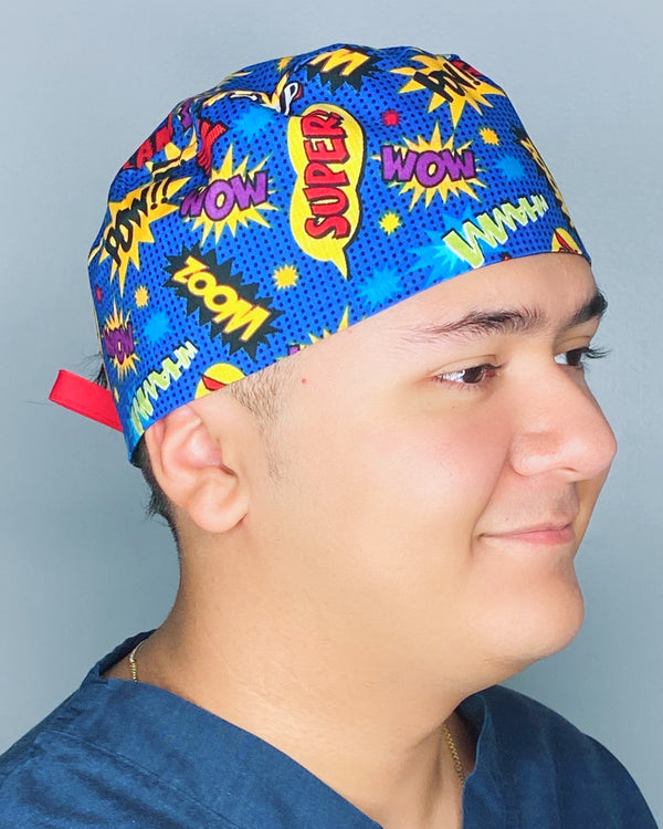 POW WOW ZOOM Superman Famous Movie Character Unisex Geek Scrub Cap
