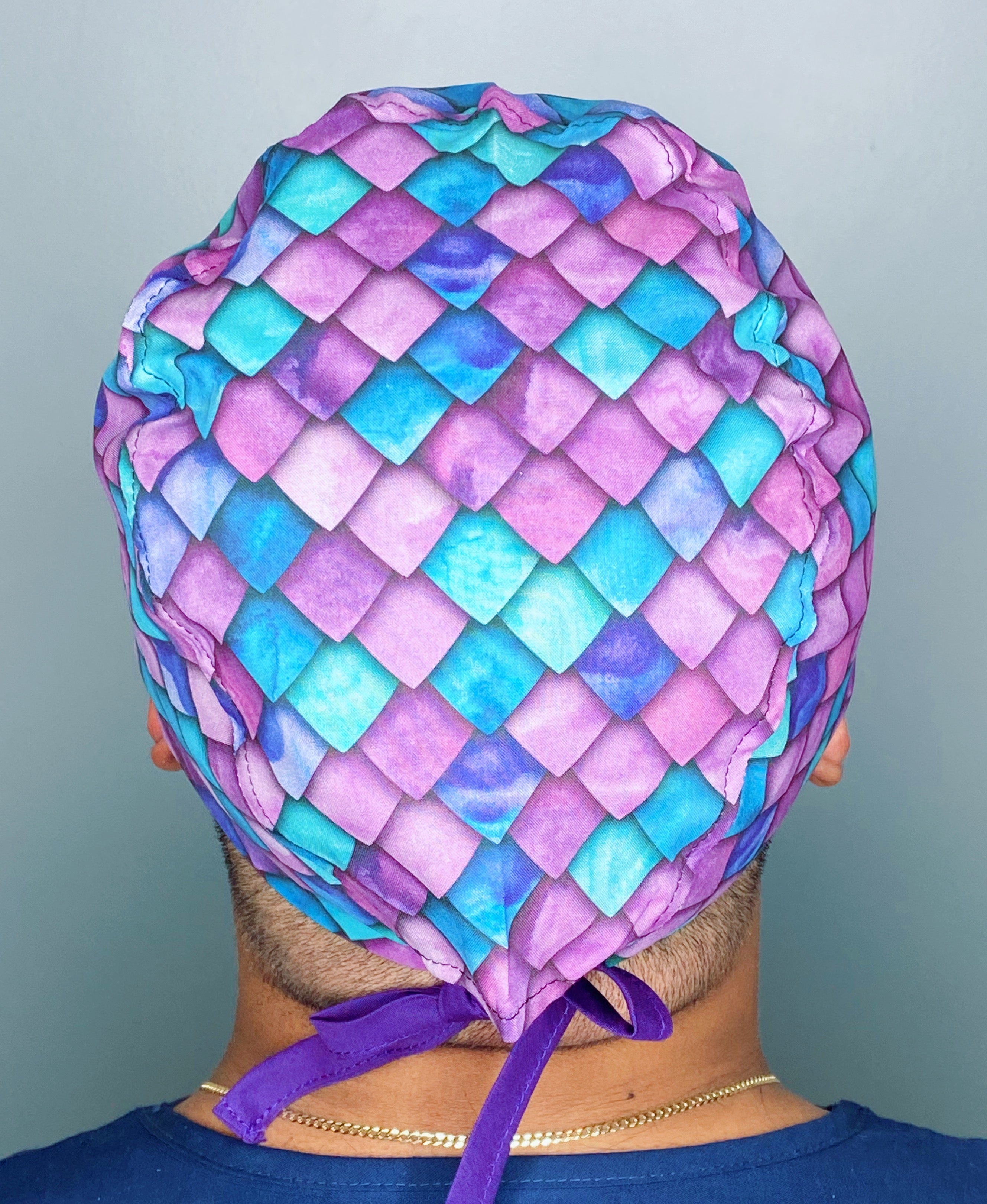 Blue & Purple Ombre Dragon Scales Design Unisex Cute Scrub Cap