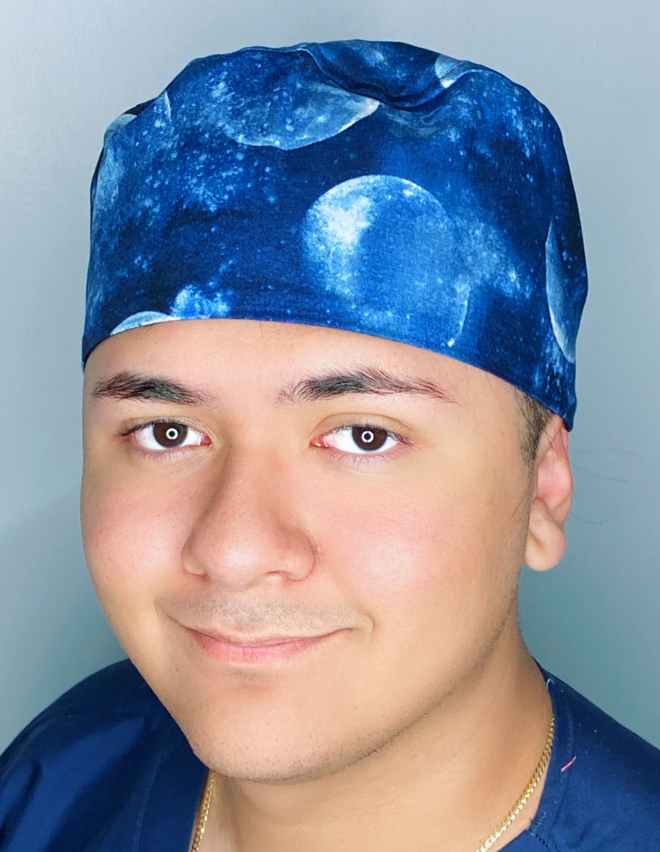 Phases of the Moon Galaxy Design Unisex Cute Scrub Cap