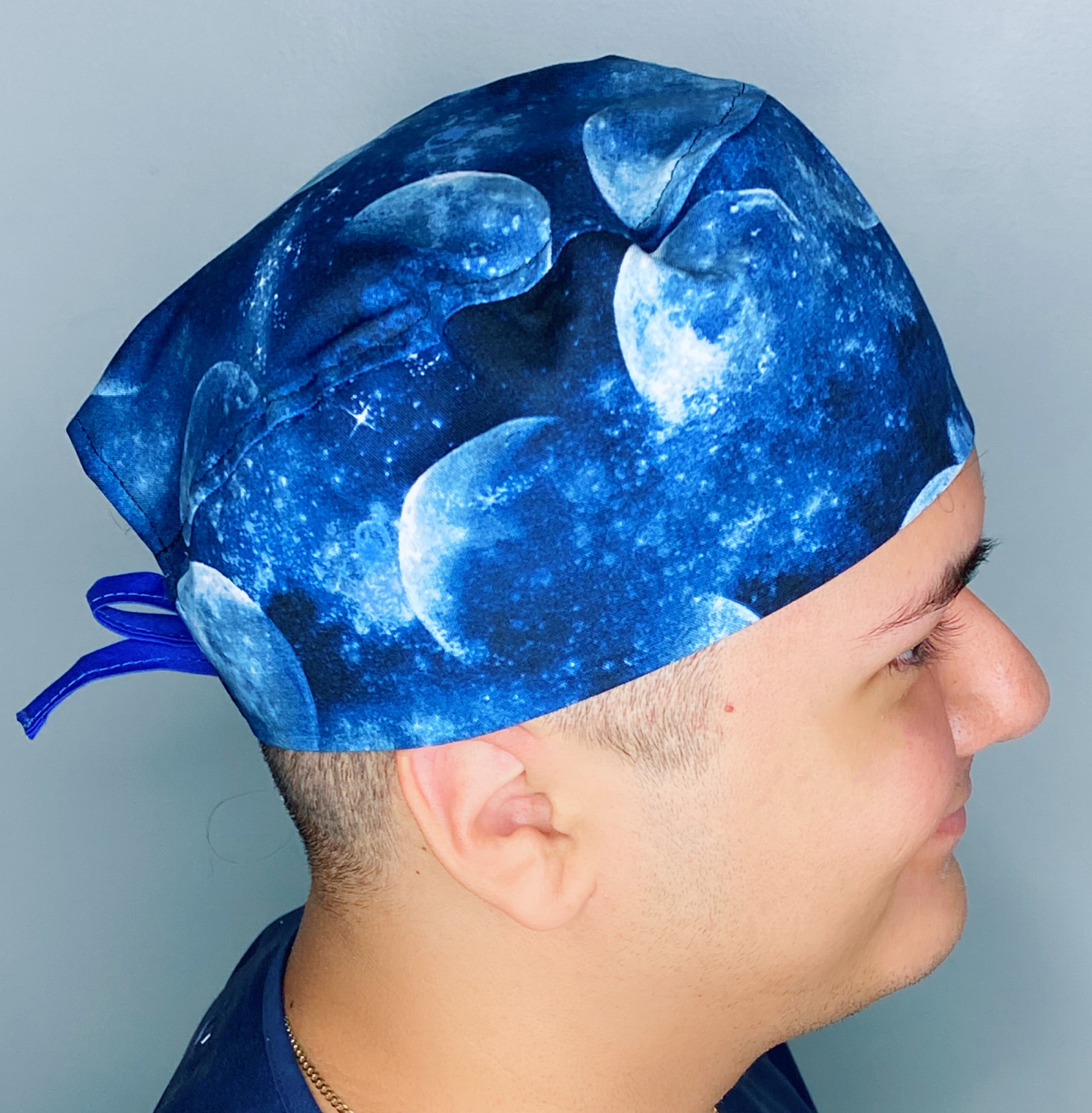 Phases of the Moon Galaxy Design Unisex Cute Scrub Cap