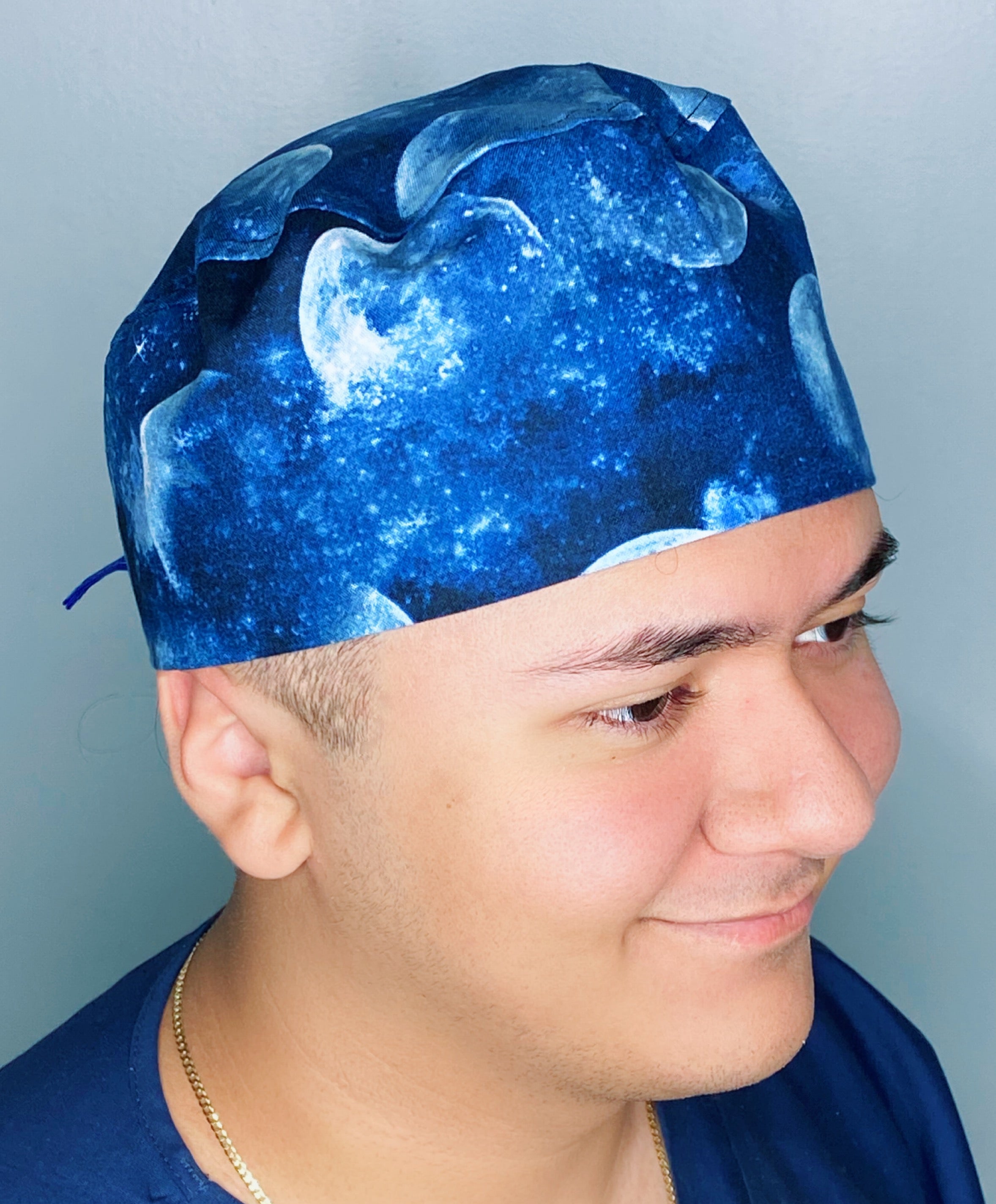 Phases of the Moon Galaxy Design Unisex Cute Scrub Cap