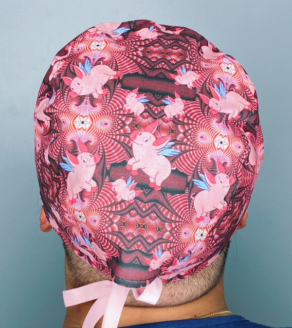 Flying Pigs Kaleidoscope Unisex Animal Scrub Cap
