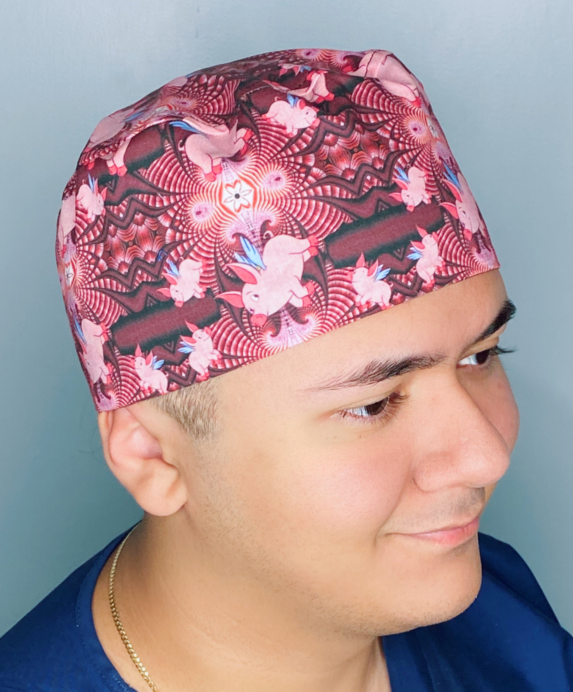 Flying Pigs Kaleidoscope Unisex Animal Scrub Cap