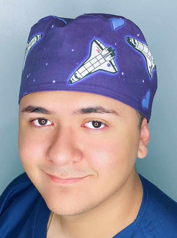 NASA Spacecraft Rocket Purple Design Unisex Cute Scrub Cap