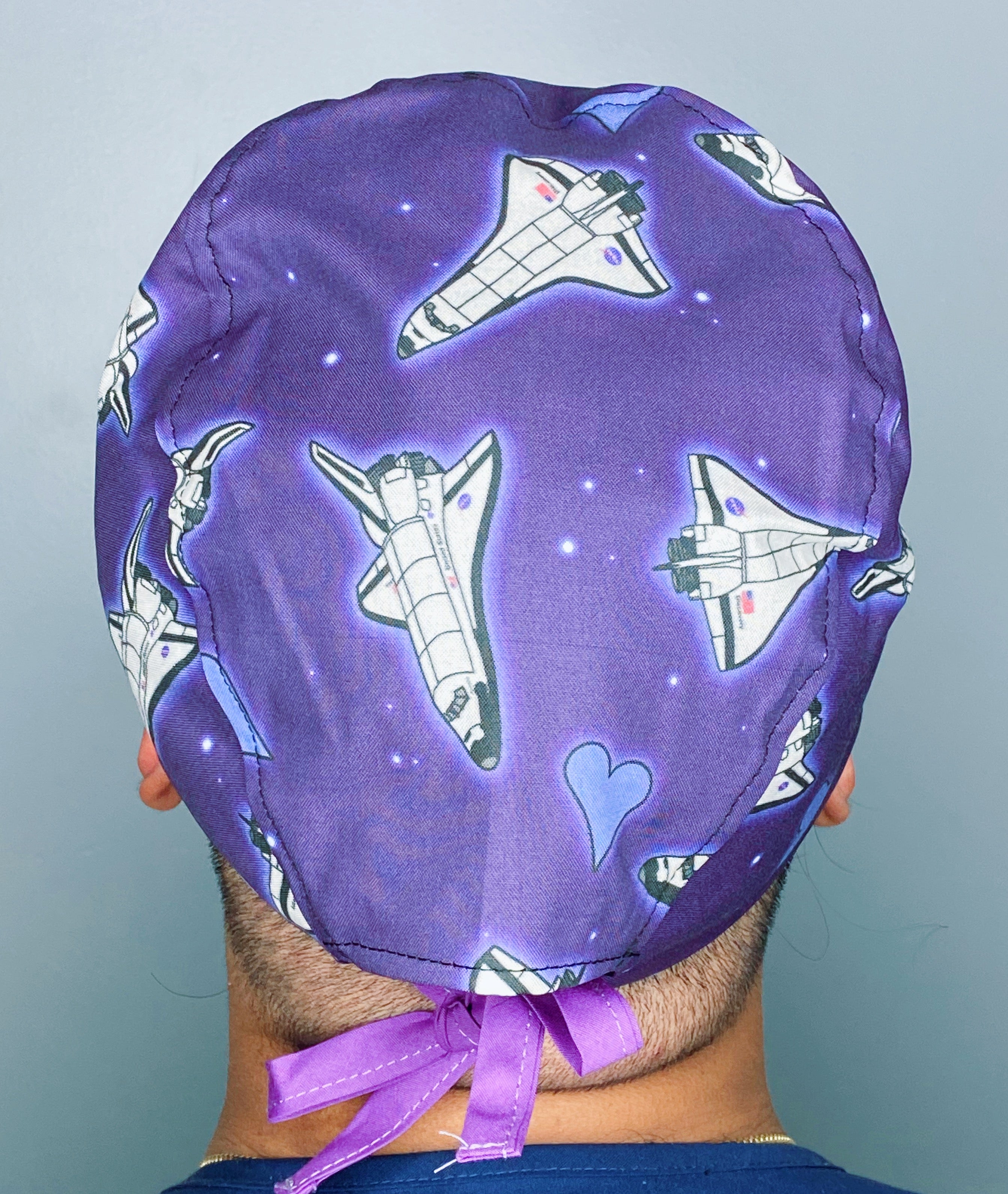 NASA Spacecraft Rocket Purple Design Unisex Cute Scrub Cap