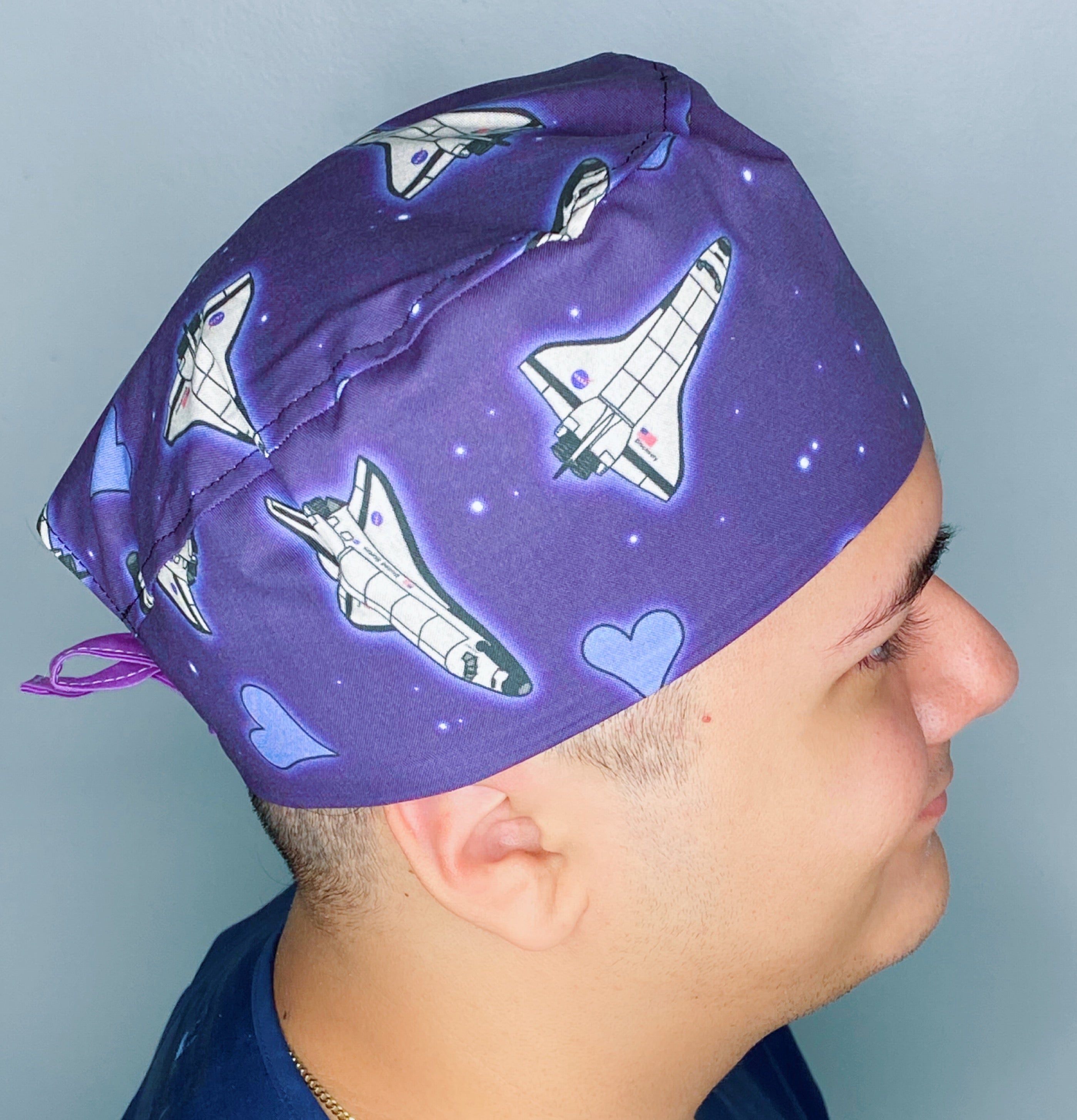 NASA Spacecraft Rocket Purple Design Unisex Cute Scrub Cap