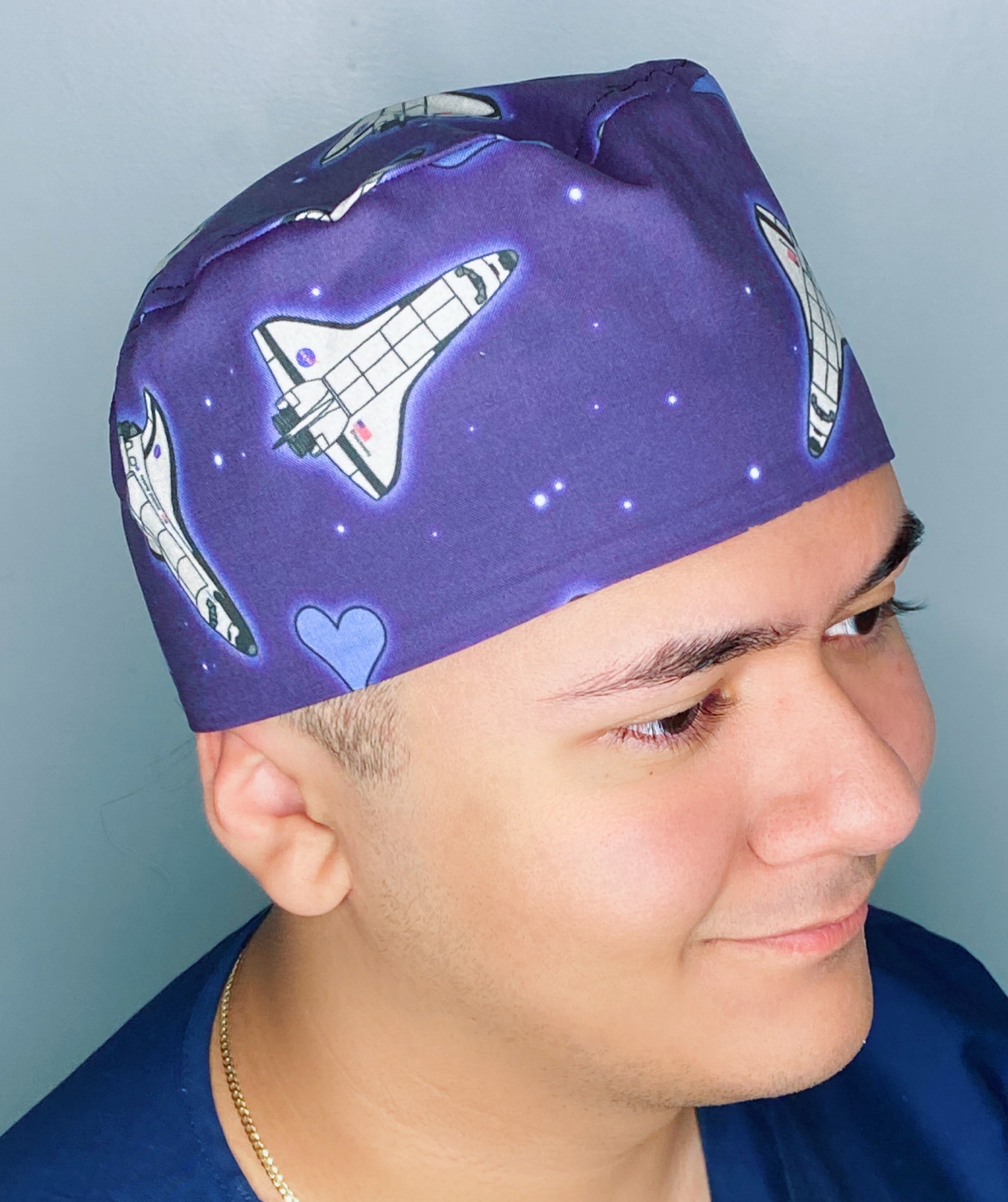 NASA Spacecraft Rocket Purple Design Unisex Cute Scrub Cap