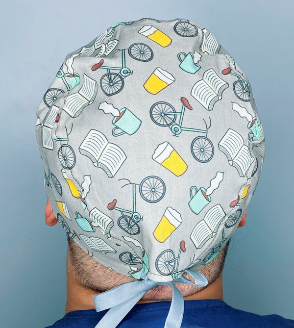 Coffee, Books, Beer & Bikes Unisex Food Scrub Cap