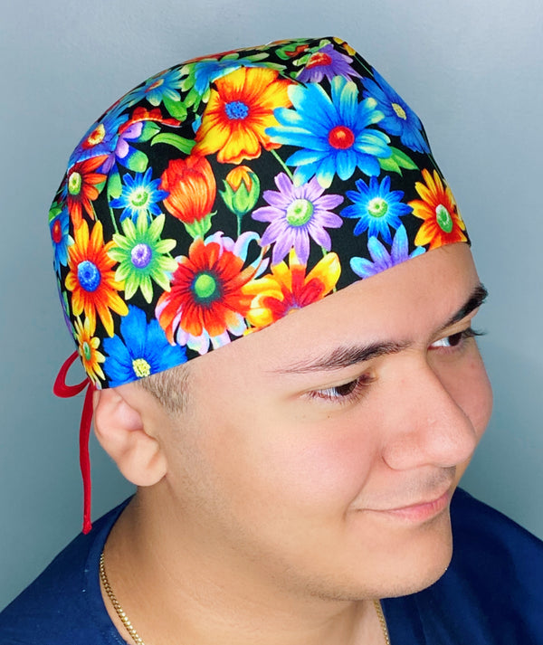 Beautiful Colorful Daisies Floral Design Unisex Cute Scrub Cap