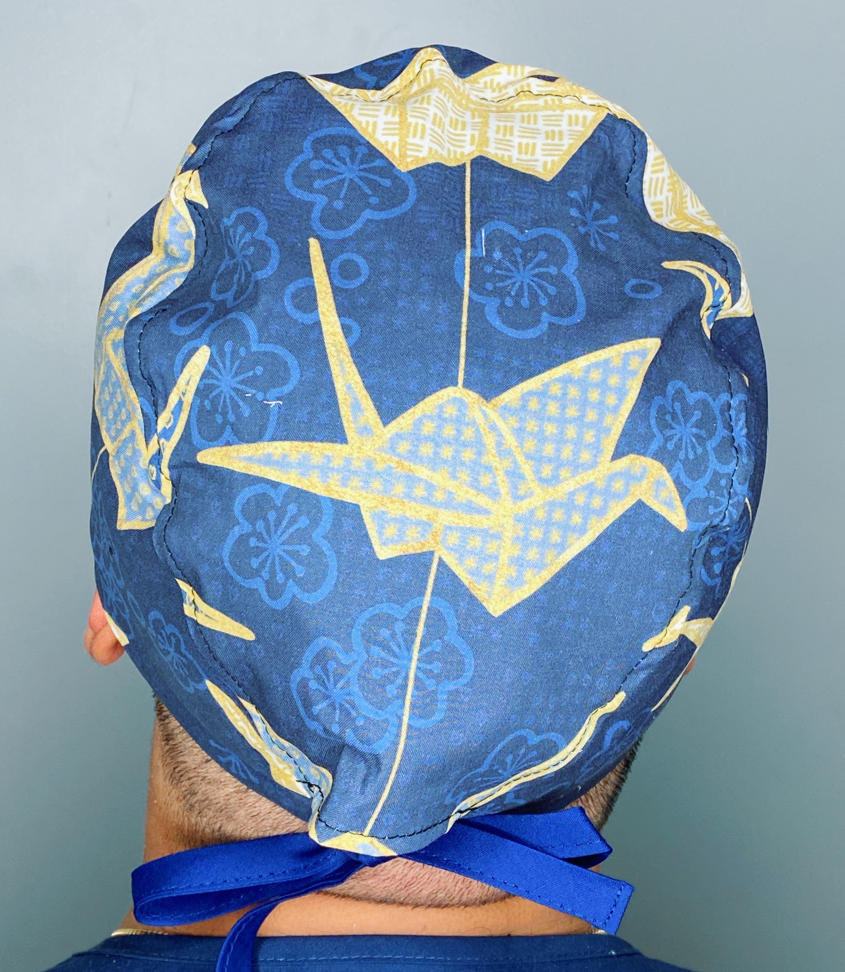 Swan Origami on Navy Blue Design Unisex Cute Scrub Cap