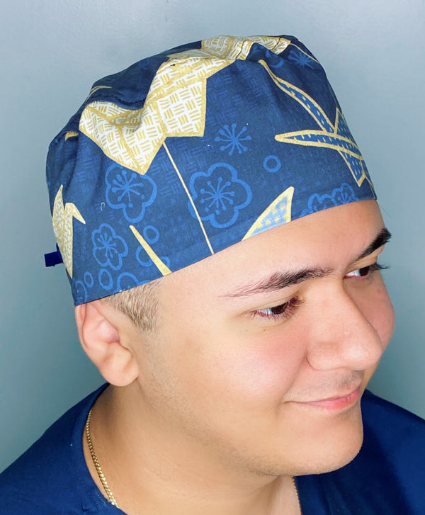 Swan Origami on Navy Blue Design Unisex Cute Scrub Cap