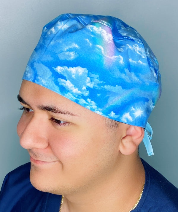 Blue Skies nad Rainbows Design Unisex Cute Scrub Cap