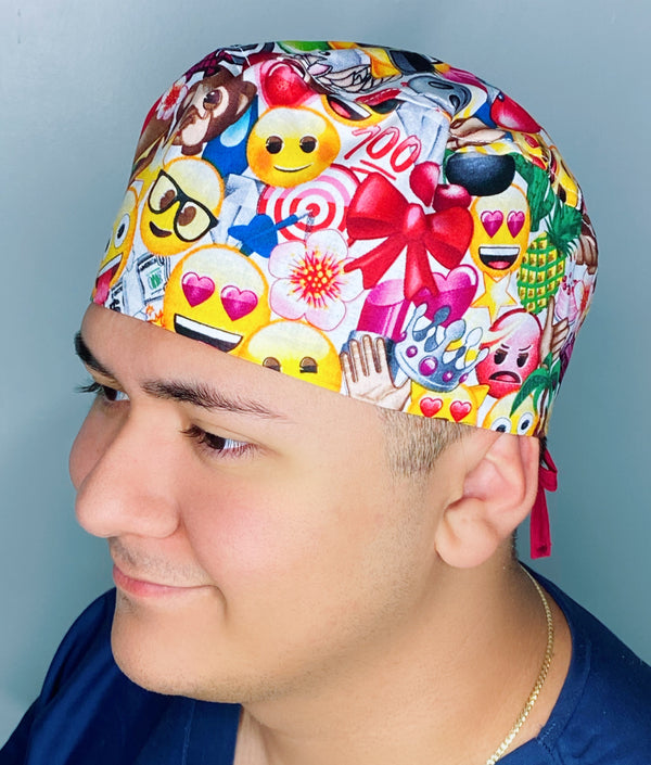 Funny Emotions Emojis Unisex Geek Scrub Cap