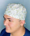 Small Delicate Flowers on Beige Floral Design Unisex Cute Scrub Cap