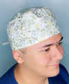 Small Delicate Flowers on Beige Floral Design Unisex Cute Scrub Cap