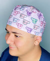 Colorful Tea Glasses on Lavender Unisex Food Scrub Cap