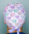 Colorful Tea Glasses on Lavender Unisex Food Scrub Cap