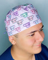 Colorful Tea Glasses on Lavender Unisex Food Scrub Cap