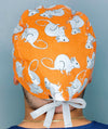 White Mice on Orange Unisex Animal Scrub Cap