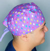 Colorful Easter eggs on Lavender Themed Unisex Holiday Scrub Cap