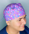 Colorful Easter eggs on Lavender Themed Unisex Holiday Scrub Cap