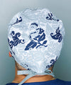Grey & Navy Floral Design Unisex Cute Scrub Cap
