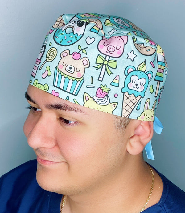 Cute Animal Sweets & Pastries Unisex Food Scrub Cap