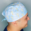 Gold Cross on Light blue Unisex Religious Scrub Cap